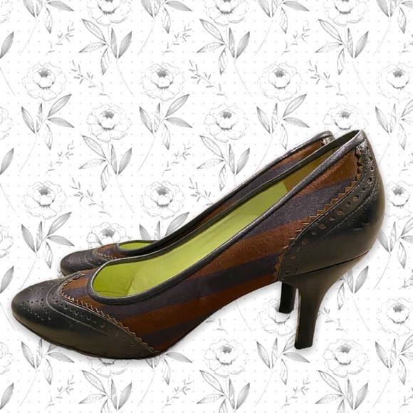 Paul Smith Black and Brown Striped Heels - Picture 1 of 10